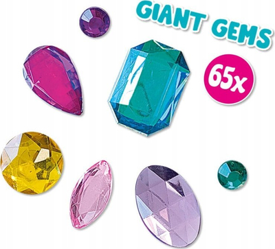 Set kreativ SES Creative 14027 Giant Gems Diamond Painting, 6 karta, gurë ngjitës, shumëngjyrësh