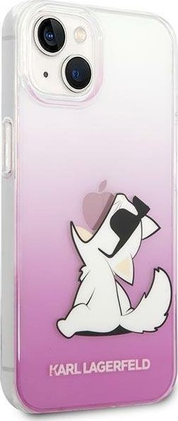 Kapak telefoni Karl Lagerfeld KLHCP14MCFNRCPI, për iPhone 14 Plus, hardcase TPU, rozë transparente