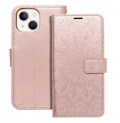 Këllëf libri Forcell MEZZO për iPhone 13 Mini, mandala, rozë gold