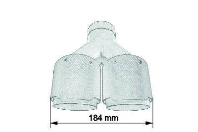 Fund shterues universale, 63.5mm hyrje, 89mm dalje, fibër karboni