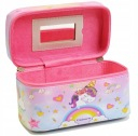 Кутија за козметика Adar Unicorn Rainbow, со рачка, со огледало, шарена
