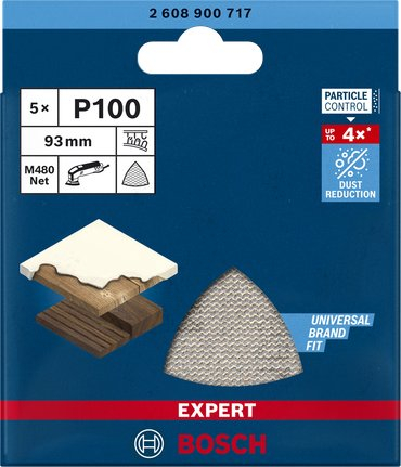 Letra gërryese Bosch Expert M480 Quick Fit Net Delta, 93 x 93mm, 100g, set me 5 copa