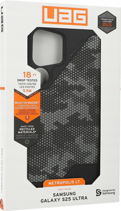 Kapak telefoni UAG Metropolis LT, Galaxy S25 Ultra, me magnet, Micro Hex Camo Graphite
