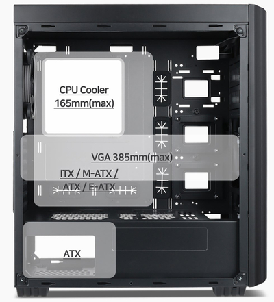 Kutia kompjuterike Gembird Fornax K500, MIDI Tower, pa PSU, e zezë