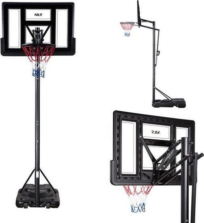 Kosh basketbolli Nils, me rrota, me lartësi që ndryshohet 245-305 cm, i zi