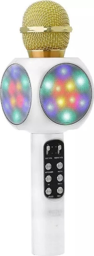 Mikrofon karaoke Goodbuy LED 360, Bluetooth, me altoparlant, ngjyrë gold
