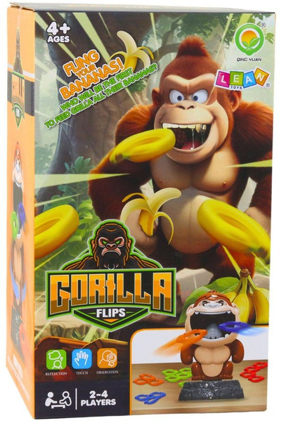 Loja tavolinë LeanToys Gorilla Flips, gorillë rrotulluese me tinguj, 20 unaza, shumëngjyrëshe