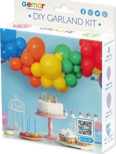 Set tullumbacesh Godan DIY Balloon Garland Rainbow, 65 copë, garlandë 3 m, shumëngjyrësh