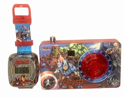 Orë dore për fëmijë dhe fotoaparat lodër, Avengers 953-001A, e kuqe