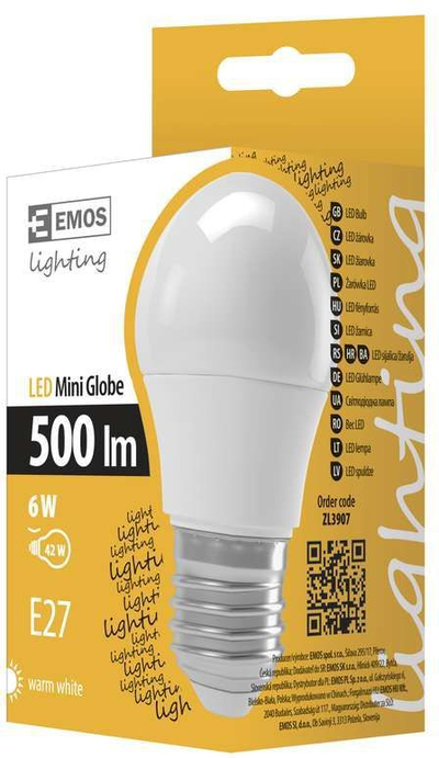 Poç LED Emos Basic, 6 W, 230 V, E27, 500 lm, 3000 K
