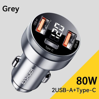 Karikues makine Essager 80W, 2x USB A Type C PD, gri