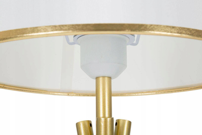 Lampë tavoline Mauro Ferretti Triply, Ø28cm, 1xE27 40W, metal tekstil, ari me të bardhë