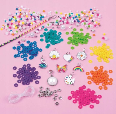 Set bizhuterish Make It Real Rainbows &amp; Pearls, 8 byzylykë për t’i bërë vetë, 598 pjesë, për kalamaj 8+
