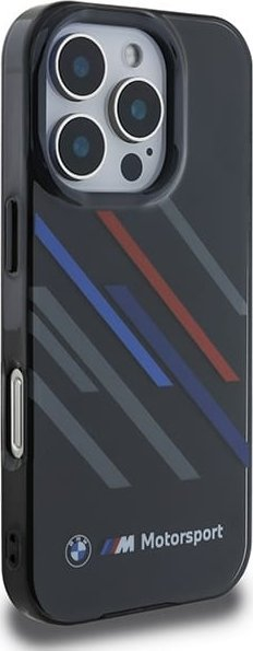 Këllëf telefoni BMW Motorsport Random Stripes për iPhone 16 Pro 6.3", plastik, i zi