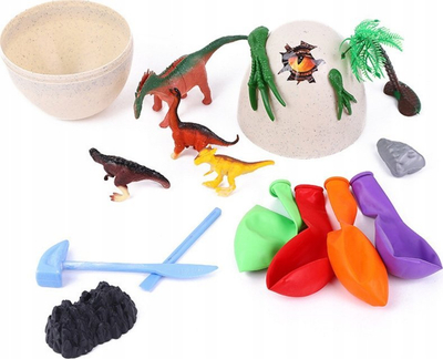 Set kreativ arkeologjik për fëmijë Creative Ice Eggs With Dinosaurs, 6 vezë, dinosaurë plastikë, shumëngjyrësh