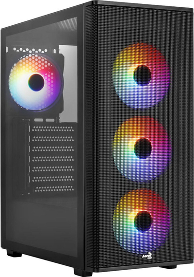 Куќиште за компјутери Aerocool Designer G BK v1, MIDI Tower, FRGB, калено стакло, црна боја