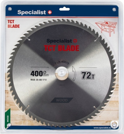 Disk prerës druri Specialist+ TCT, 400mm, 72 dhëmbë, ngjyrë argjendtë