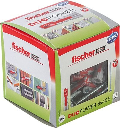 Типла за фиксирање Fischer DuoPower 535460, 8x40 mm, сет 50 парчиња, сива