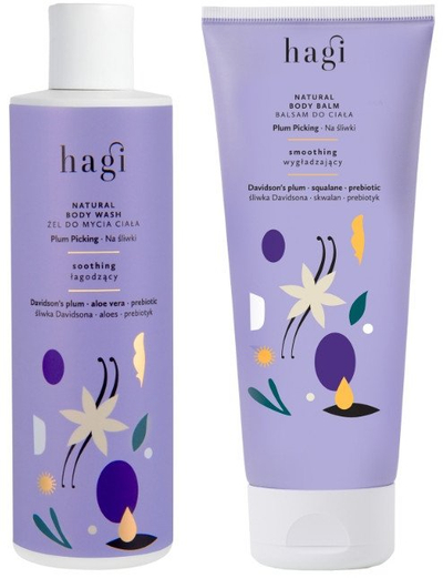 Set trupi Hagi All Plums, xhel dushi 300 ml, balsam trupi 200 ml