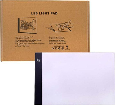Tabelë LED për vizatim A4, me dritë që rregullohet, USB, e zezë