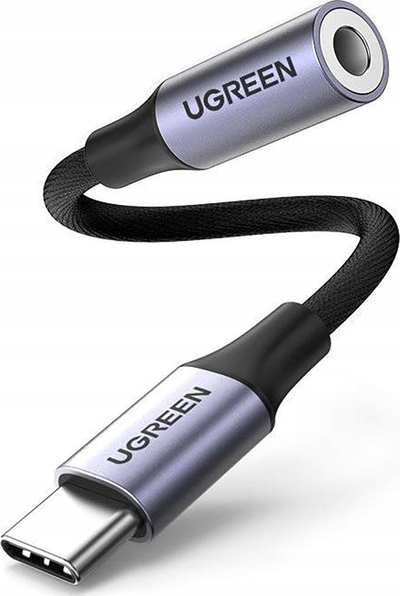 Adapter audio Ugreen AV161, USB C në 3.5mm, 10 cm, gri e errët