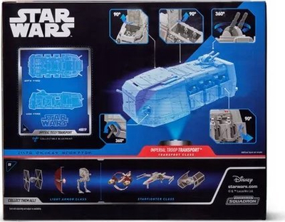 Lodër mjet transportues Star Wars Micro Galaxy Squadron Imperial Troop Transport, rreth 15 cm, me 2 figura Stormtrooper, shumëngjyrëshe