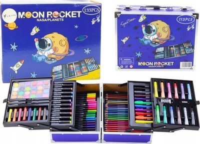 Set vizatimi Lean Toys Cosmos, 133 pjesë, në valixhe palosëse, shumëngjyrësh