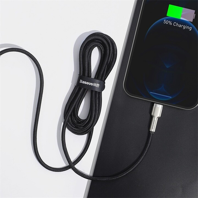 Kabllo BASEUS Cafule Series, USB-C - Lightning, M/M, 20W, 2m, e zezë
