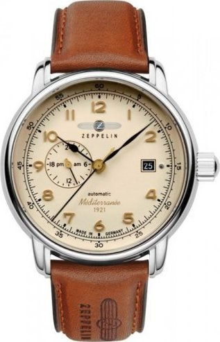 Рачен часовник Цепелин Медитеран 1921 9668-5, автоматски, 40mm, беж