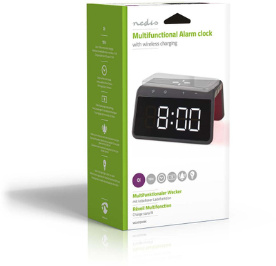 Radio budilje Nedis WCACQ30BK, karikim wireless 5–15W, 2 alarme, i zi