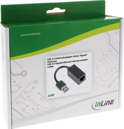 Adapter rrjeti InLine 33380F, USB 3.0 në Gigabit Ethernet, i bardhë