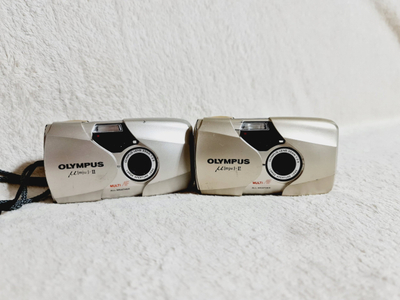 Aparat fotografik me film Olympus µ mju II, 35mm, kompakt, argjendtë