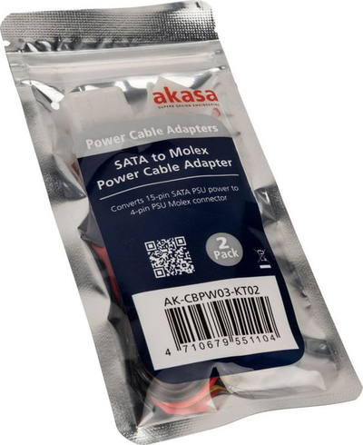 Kabllo adapter Molex në SATA Akasa AK-CBPW03-KT02, 0.15m, me ngjyra