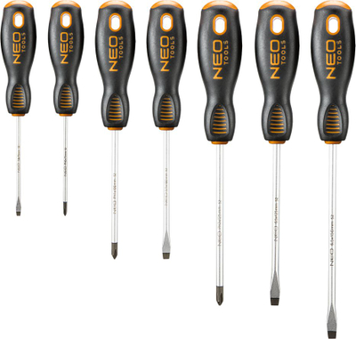 Set kaçavidash Neo 04-206, 7 copë, çelik S2, portokalli