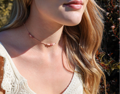Varëse për femra Agato Angelite and Tourmaline Cord HE48K3RG-LP, e artë rozë/ rozë