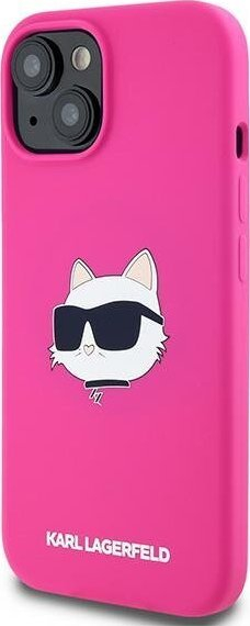Mbulesë telefoni Karl Lagerfeld KLHMP15SSCHPPLF, silikon MagSafe, për iPhone 15 14 13 6.1", rozë fuchsia