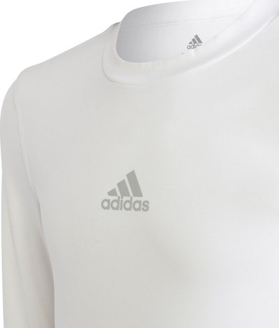 Bluzë kompresuese për kalamaj adidas Techfit Jr H23156, me mëngë të gjata, e bardhë