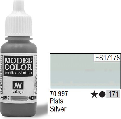 Bojë akrilike Vallejo Model Color, 17ml, argjend metalik
