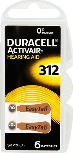 Bateri Duracell 312 DA312 për aparat dëgjimi, zink-ajër, set