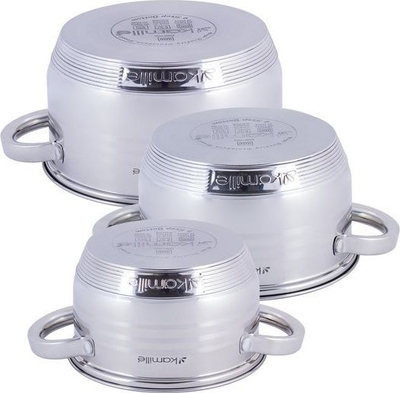 Set tenxhere Kamille, 6 copë, çelik inox, me kapakë xhami