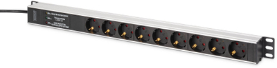 Ndarës energjie Digitus DN-95438, 9 dalje AC, 1U, i zi