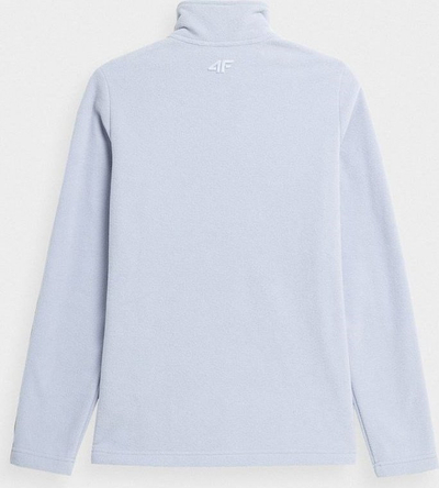 Bluzë fleece për femra 4F W 4FSS23TFLEF077, zinxhir i plotë, xhepa me zinxhir, blu e hapur