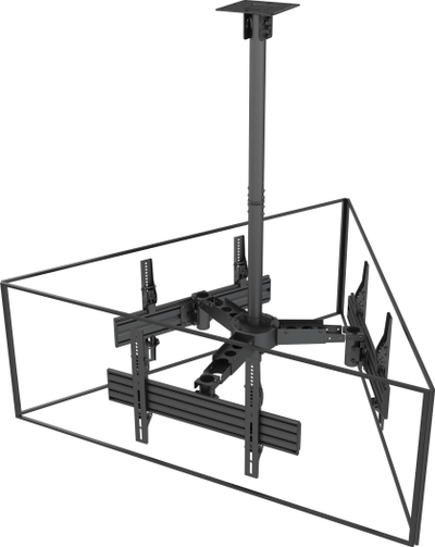 Mbajtës tavani për TV Equip me 3 ekrane, 32"-65", i zi