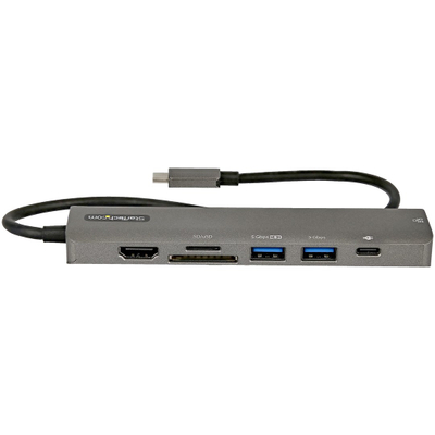 USB-C адаптер StarTech повеќепортен, HDMI 4K 60Hz, гигабитен интернет, сив