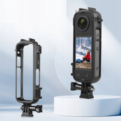 Kornizë mbrojtëse PULUZ për Insta360 X4, montim i sigurt, dizajn i hollë, e zezë