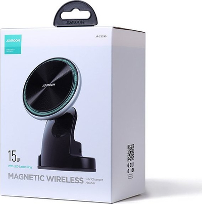 Mbajtëse makine me karikues wireless Joyroom JR-ZS290, MagSafe, 15W, argjendtë me të zezë