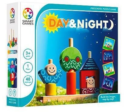 Loja edukative me puzzle SmartGames Day and Night, lojë me mend, shumëngjyrëshe