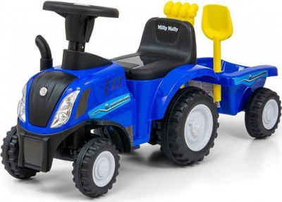 Traktor lodër Milly Mally New Holland T7, ride on, me rimorkio, blu