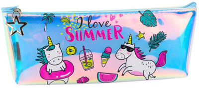 Penale Girl's School Holographic Summer Unicorns, 20x8cm, transparente me unikornë, shumëngjyrëshe