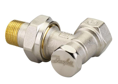 Valvul kthimi këndore Danfoss RLV-S, 3/8" DN10, ngjyrë argjendi
